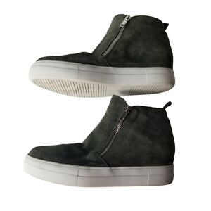 Steve Madden Women's Olive Green Suede Carlen Platform Wedge Bootie Sneakers 7.5